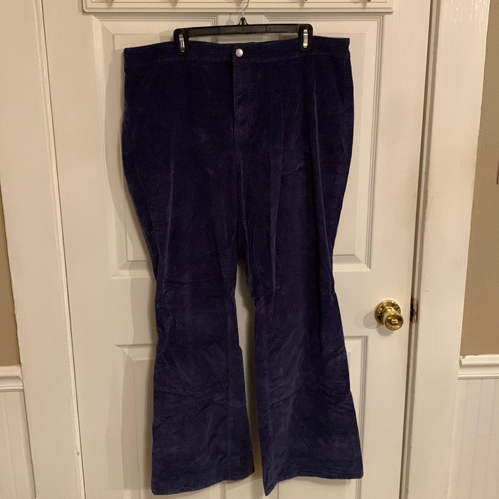 True Craft Women High-Rise Flare Corduroy Pant SZ 18 W Color Blue